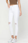 VERVET High Rise White Denim Crop Skinny Jeans