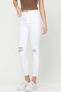 VERVET High Rise White Denim Crop Skinny Jeans