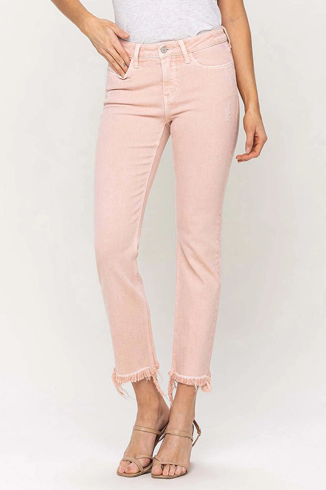 VERVET Powdery Pink Mid Rise Straight Jeans