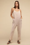 Comfy Fit Washed Spaghetti Straps Overalls with Pockets