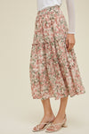 Wishlist Floral Tiered Midi Skirt wl23-7976