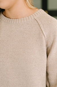 Zenana Raglan Sleeve Sweater in Mocha