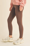 Yelete Fleece Lined High Waisted Coffee Leggings