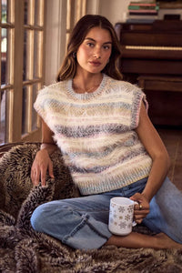 So Me Fuzzy Multi Color Stripe Cozy Sweater Top