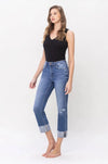 Flying Monkey Sensible High Rise Straight Cuffed Jeans