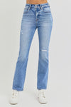 RISEN High Rise Ankle Straight Knee Distressed Jeans