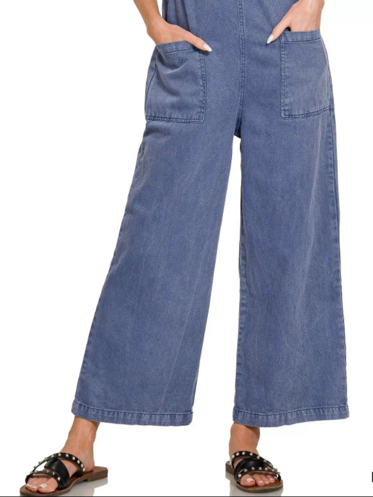 Washed Knot Strap Relaxed Fit Overalls in Blackberry