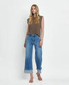 Flying Monkey High Rise Cuffed Wide Leg Jeans