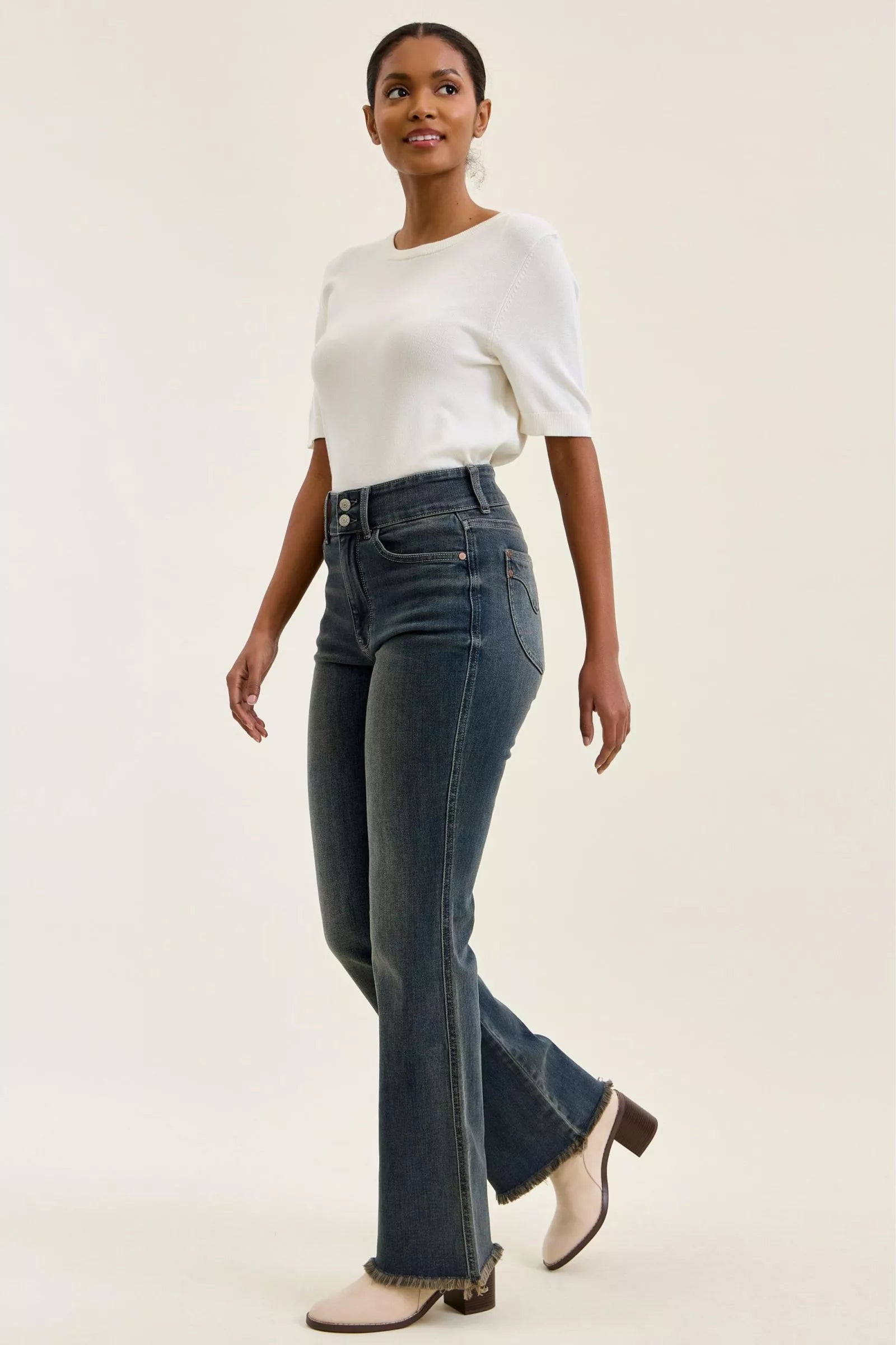 Judy Blue High Rise Daisy Double Button Bootcut Jeans 82734