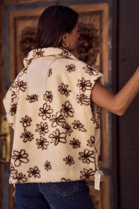 Flower Sherpa Oversized Sleeveless Vest 