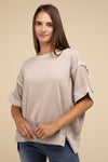 Contrast Trim Drop Shoulder Casual Top