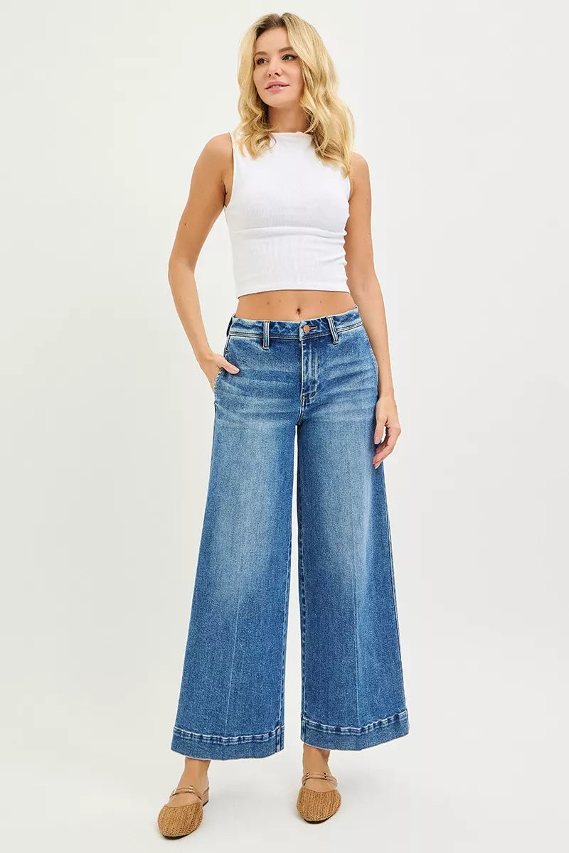 Risen Mid Rise Slouchy Wide Leg Jeans
