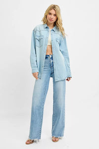 Risen Western Yoke Style Relaxed Fit Denim Shirts RDJ9208