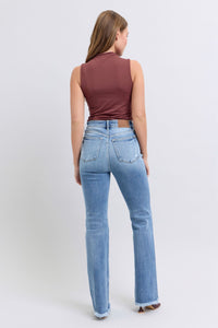 Judy Blue High Rise Raw Hem Bootcut Jeans 82486