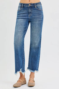 Risen Mid Rise Crop Straight Jeans