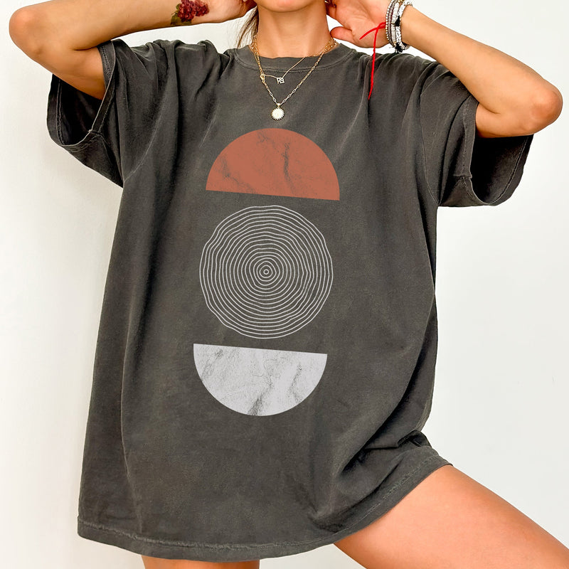  Geometric Circle Retro Art Pattern Statement Comfort Colors Graphic T-Shirt