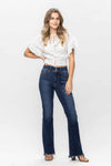 Judy Blue High Rise Double Button Frayed Hem Bootcut Jeans