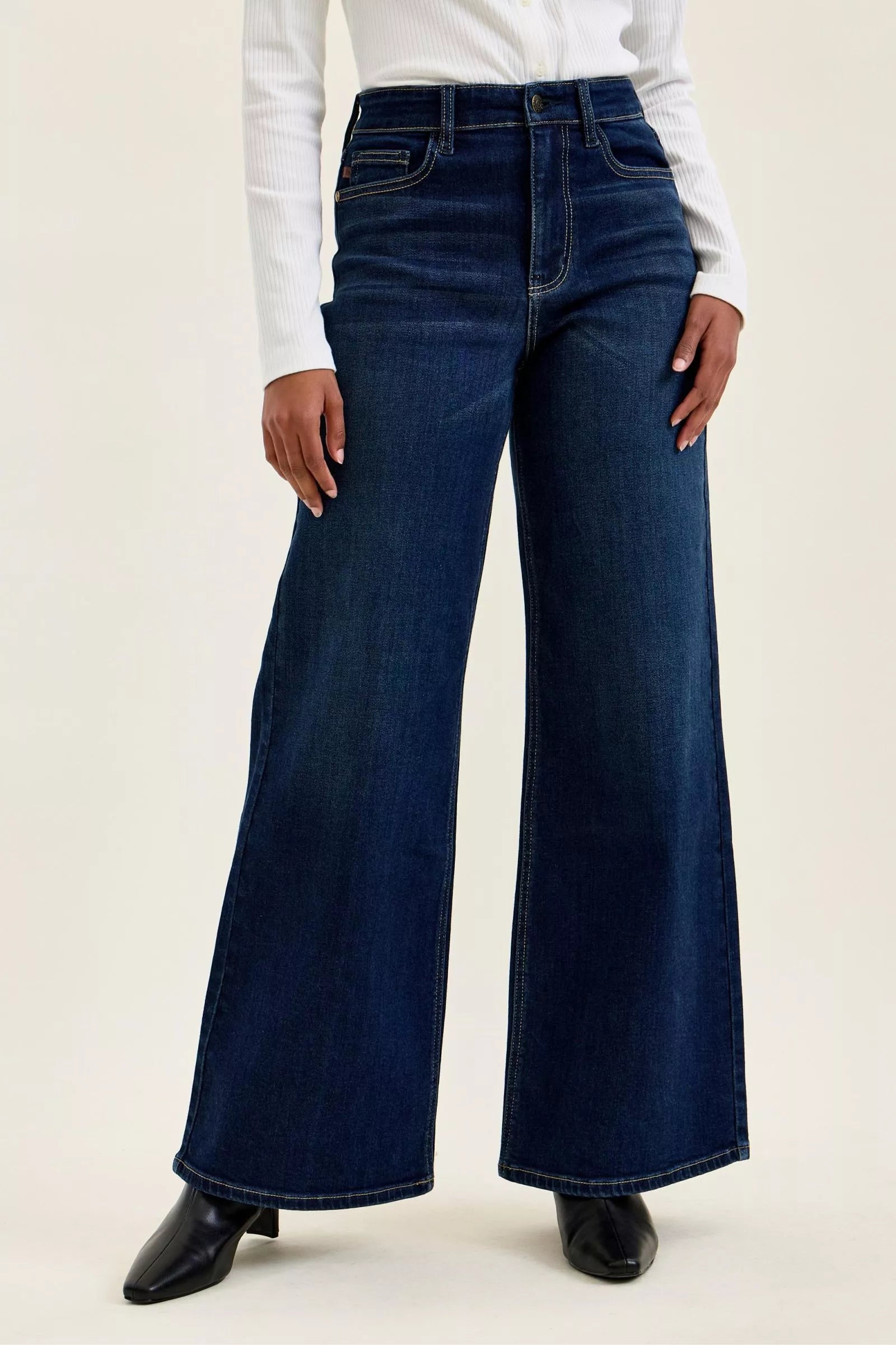 Judy Blue High Rise Lux Retro Wide Leg Dark Wash Jeans 82748