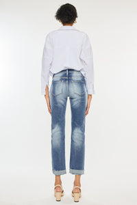 Kancan High Rise Cuffed Slim Straight Jeans