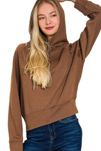 Zenana Scuba Hoodie in Brown