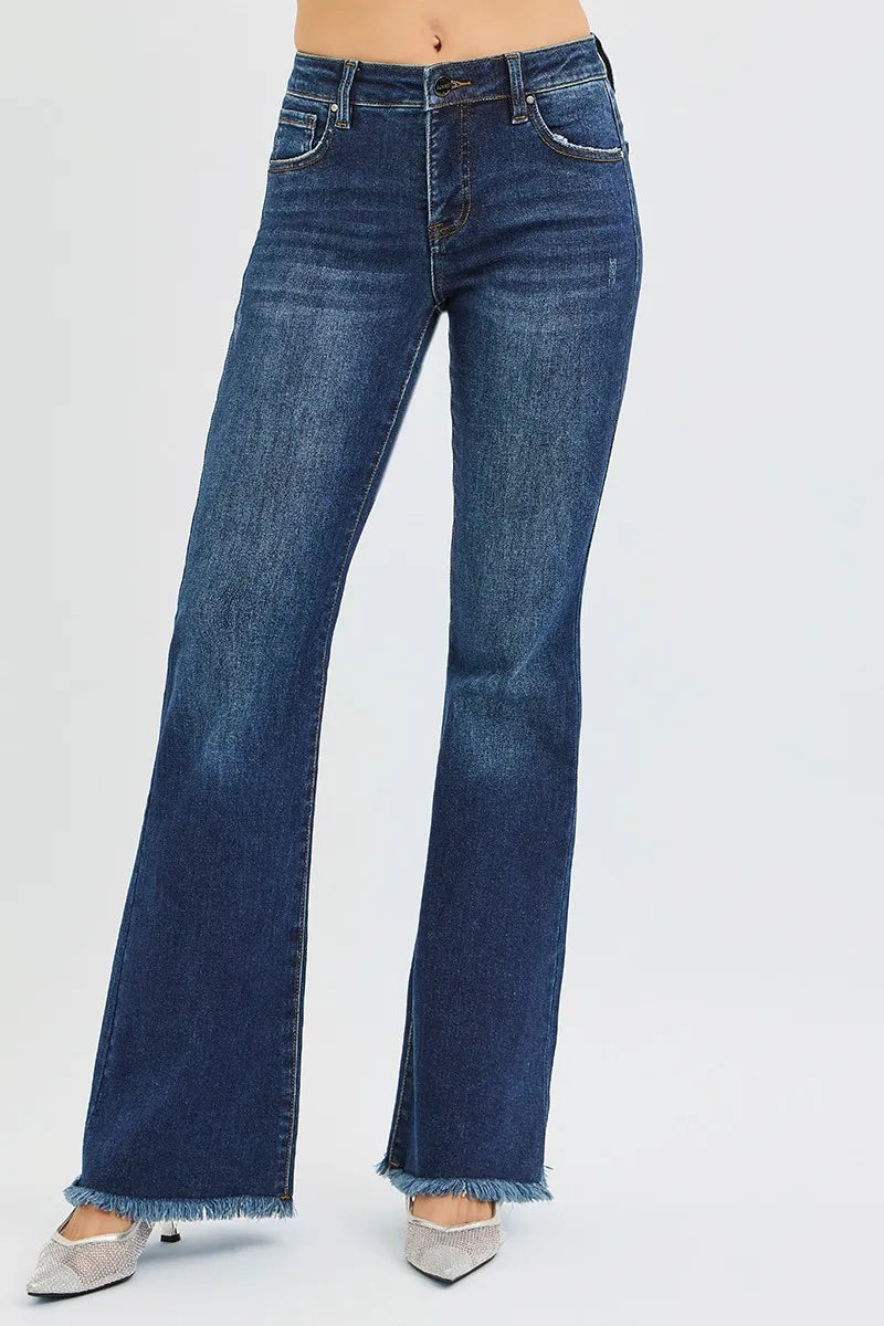 Risen Mid Rise Tummy Control Flare Jeans