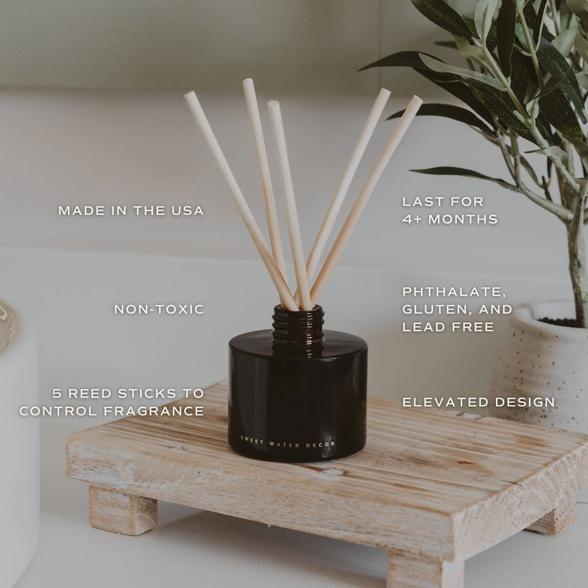 Sweet Water Decor Warm and Cozy Olive Tinted Glass Jar Reed Diffuser