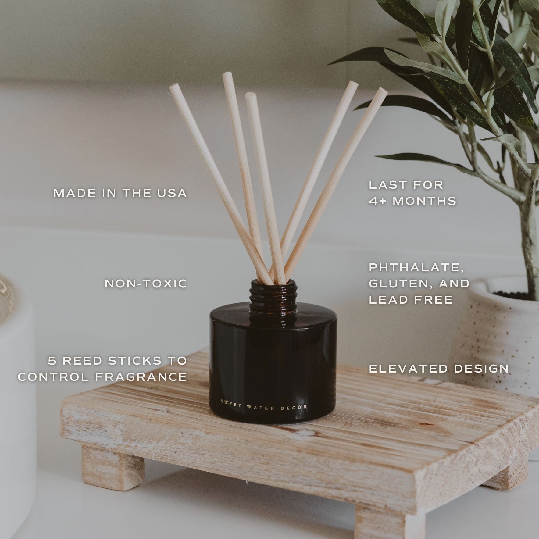 Sweet Water Decor Hello Fall Amber Tinted Glass Jar Reed Diffuser