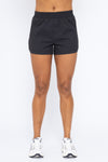 Mono B Back Pocket Dolphin Hem Women's Athleisure Shorts - Black