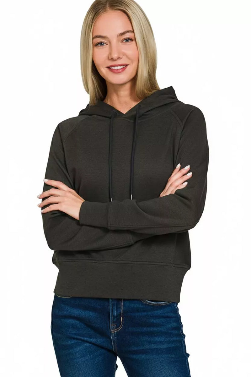 Zenana Scuba Hoodie in Black