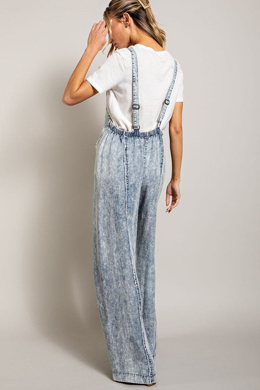 Mineral Washed Tencel Flare Jumpsuit
