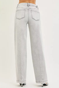 Risen High Rise Slouchy Baggy Light Grey Jeans