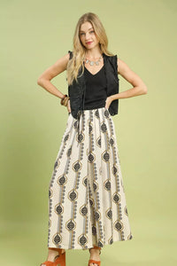Geometric Print Wide Leg Pants