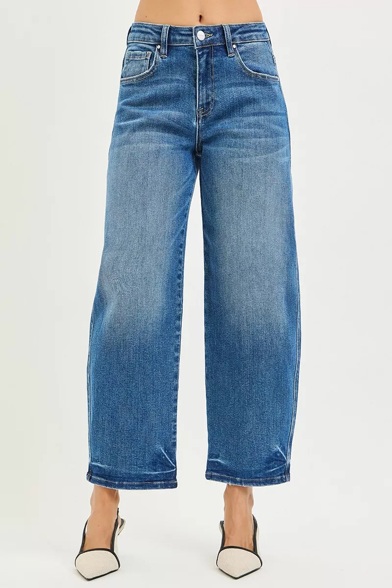 Risen Mid Rise Slouchy Cropped Barrel Jeans