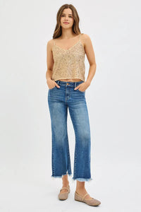 Risen Mid Rise Crop Straight Jeans