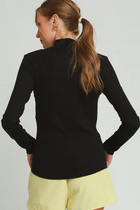 Umgee Black Long Sleeve Mock Neck Top