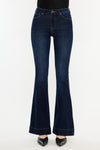 Kancan High Rise Dark Wash Trouser Hem Flare Jeans