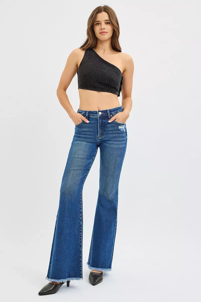 Risen High Rise Dark Wash Flare Jeans PF21477
