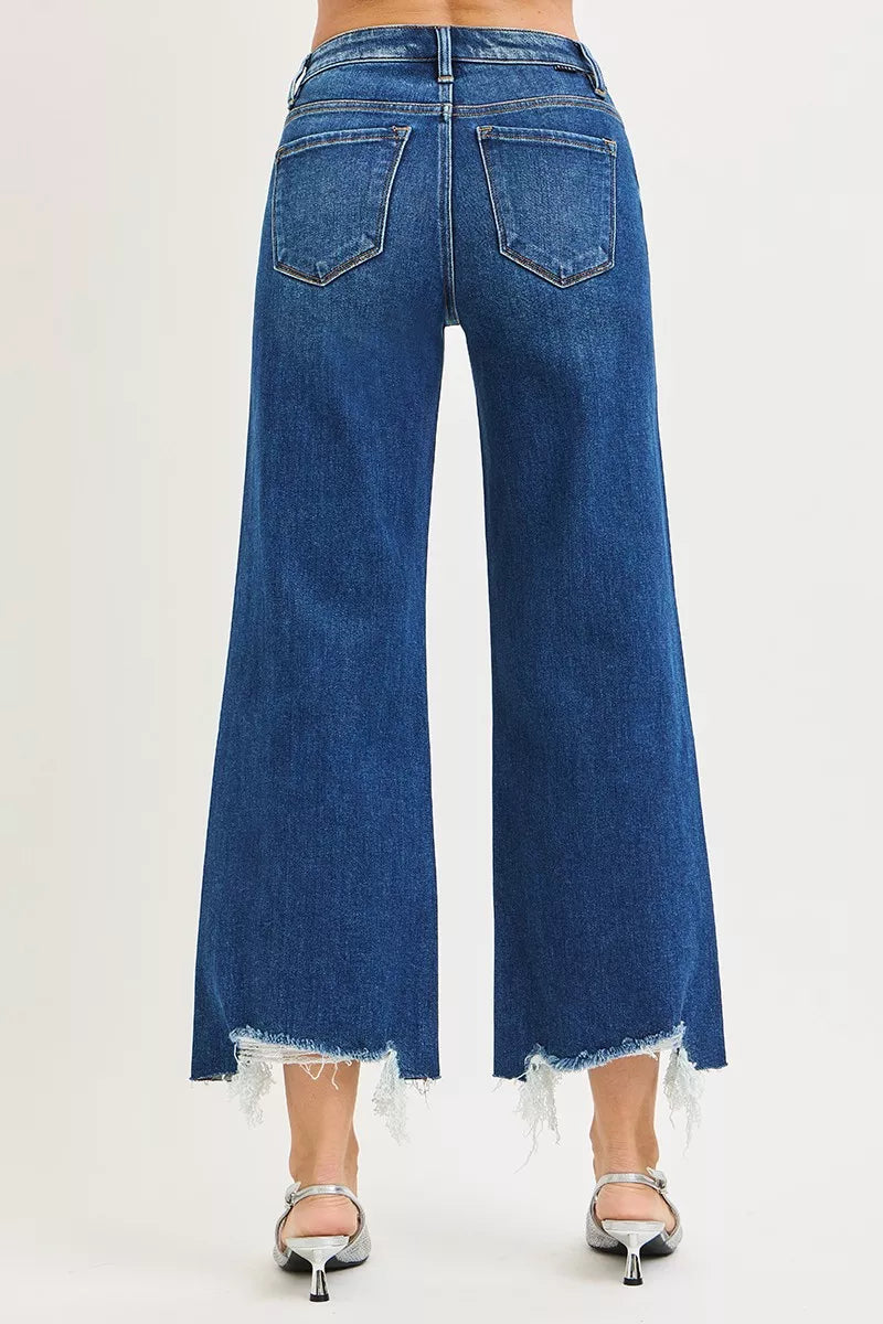 Risen High Rise Crop Wide Leg Jeans