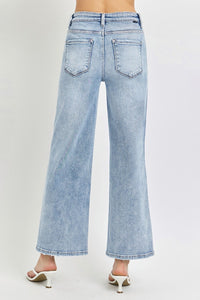 RISEN High Rise Tummy Control Crop Wide Leg Jeans