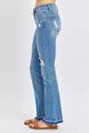 Judy Blue Mid Rise Destroyed Release Hem Bootcut Jeans