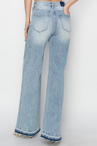 Risen High Rise Release Hem Wide Leg Jeans