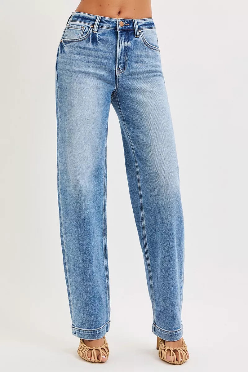 Risen High Rise Wide Leg Baggy Jeans