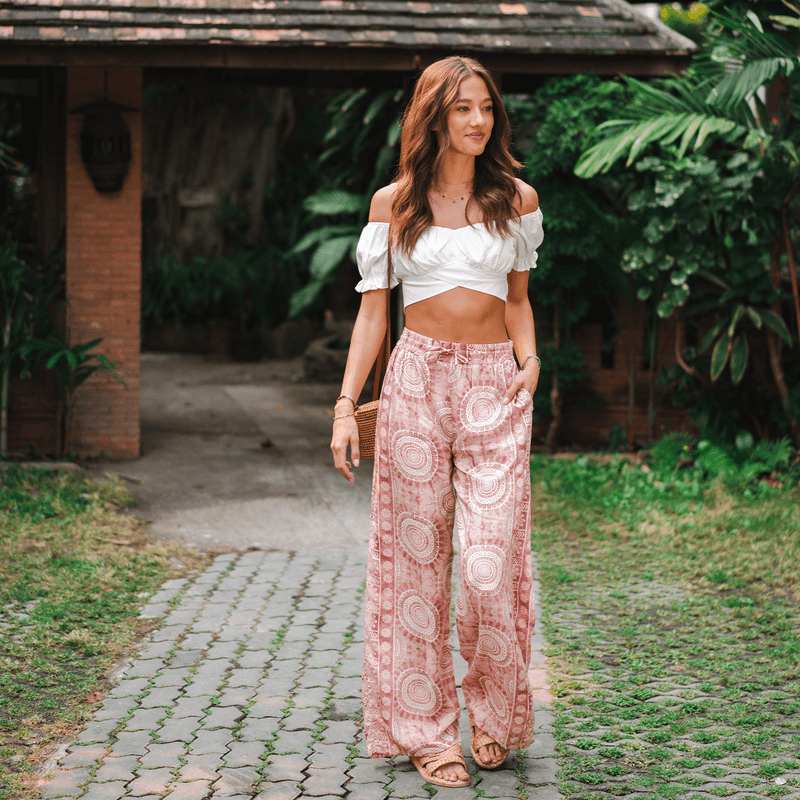 Lotus and Luna Baja Wide Leg Drawstring Pants