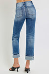 RISEN High Rise Crop Straight Cuffed Jeans