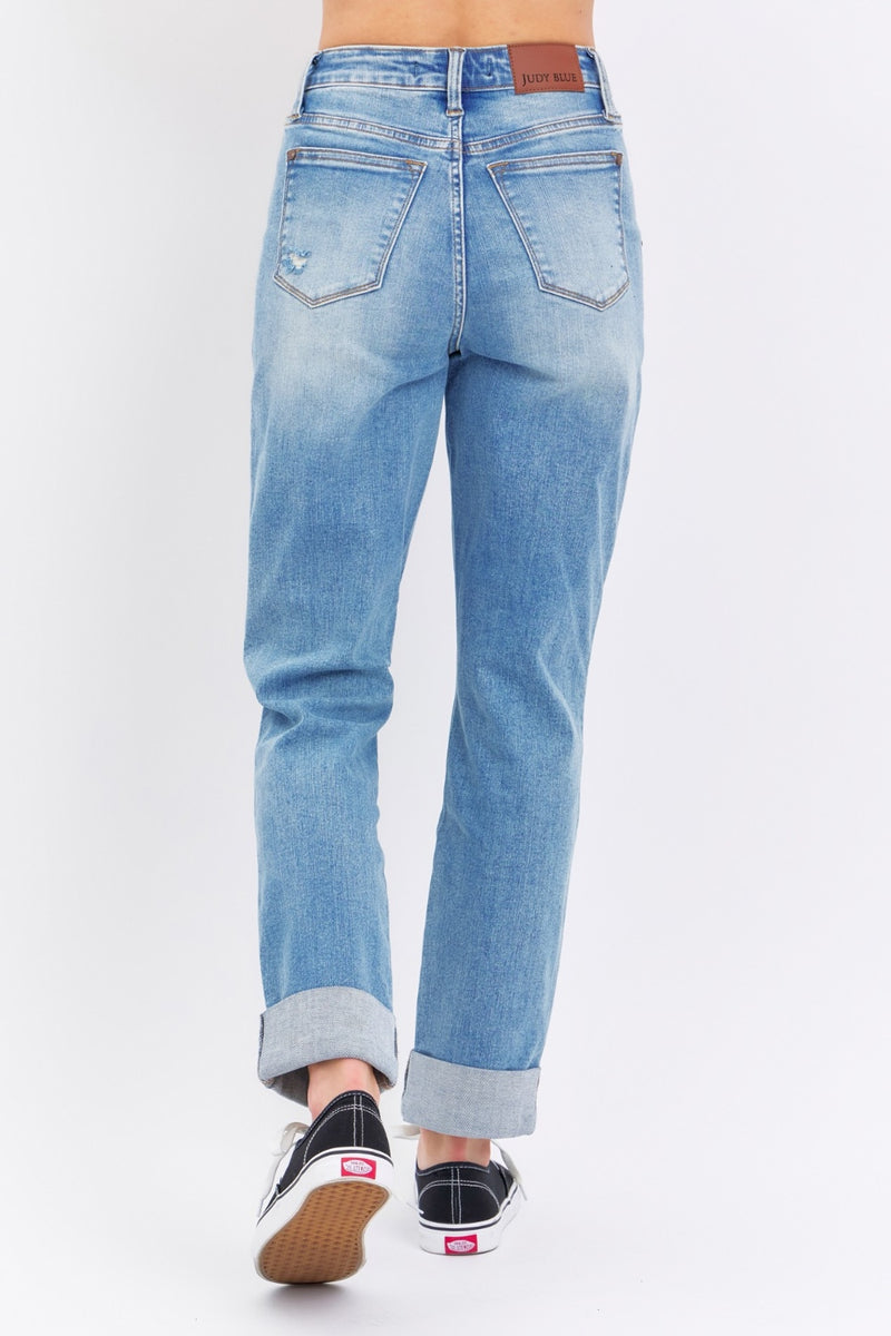 Judy Blue High Rise Patch Pocket Destroyed Boyfriend Jeans