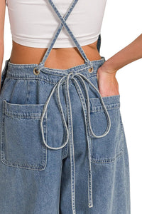 Wide Leg Medium Washed Denim Overalls