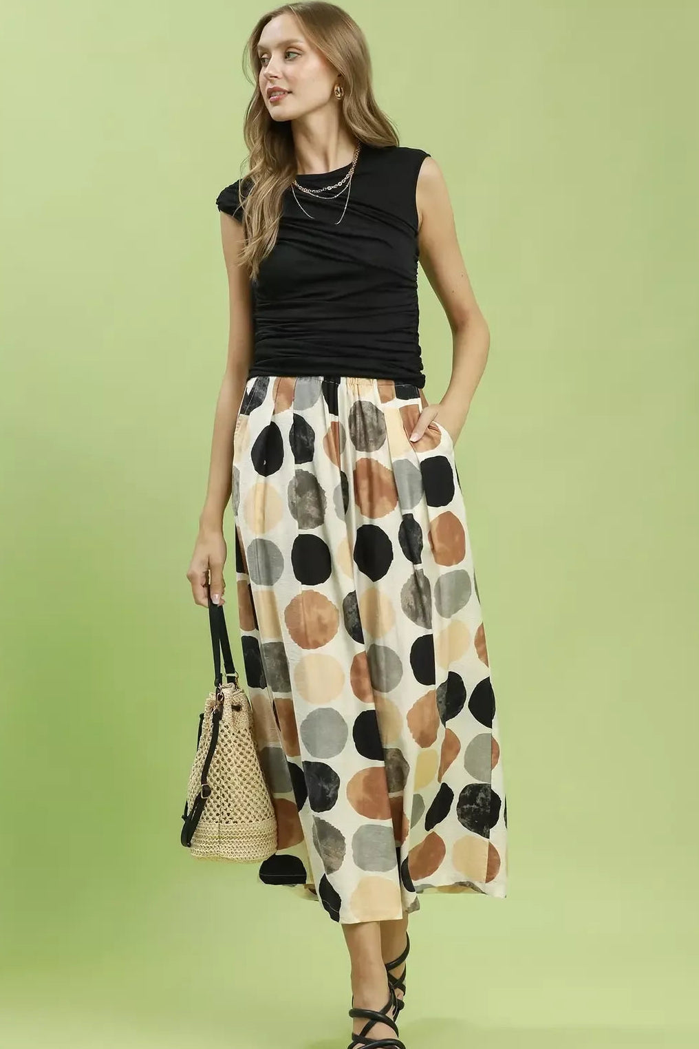 Dot Print Wide Leg Pants