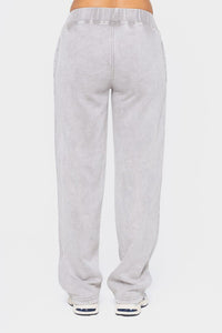 Mono B Elastic Waist Fleece Pants with Pockets. Light Gray fleece sweatpants with an elastic waistband and pockets. 