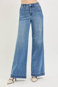 Risen Tummy Control High Rise Wide Leg Jeans PW21734
