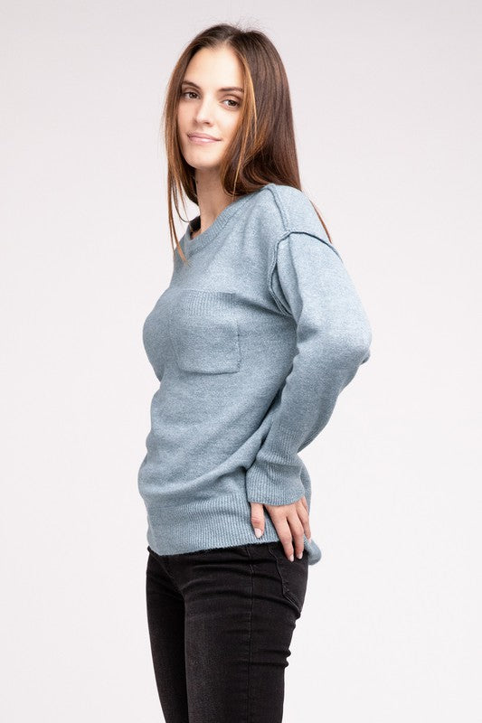 Round Neck Melange Oversized Sweater